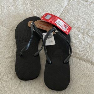 HAVAIANAS Slim Crystal SW II, Black Flip-flops, Women’s 7/8